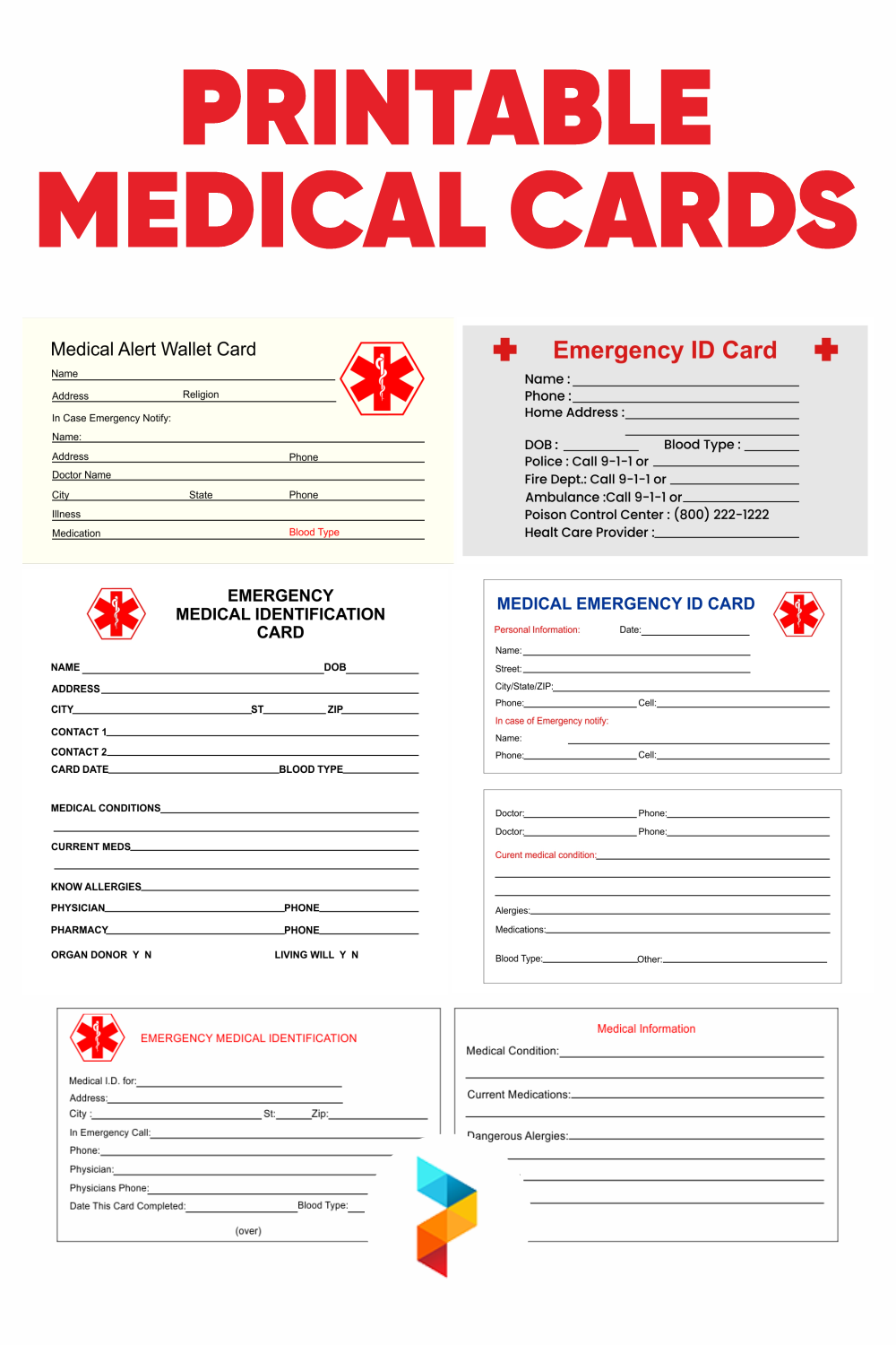 free printable medical wallet cards