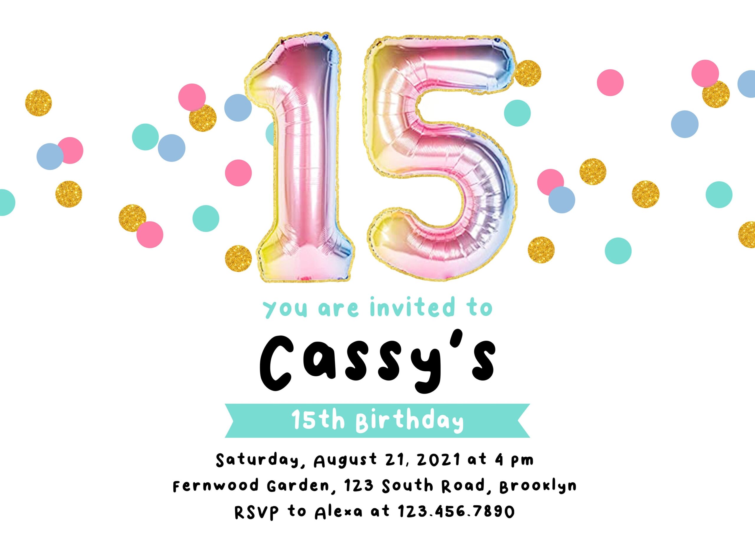15th birthday invitation templates free