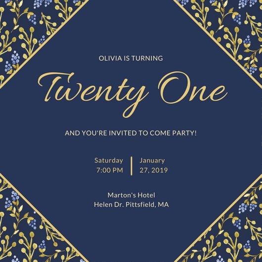 21St Birthday Invites Templates Free