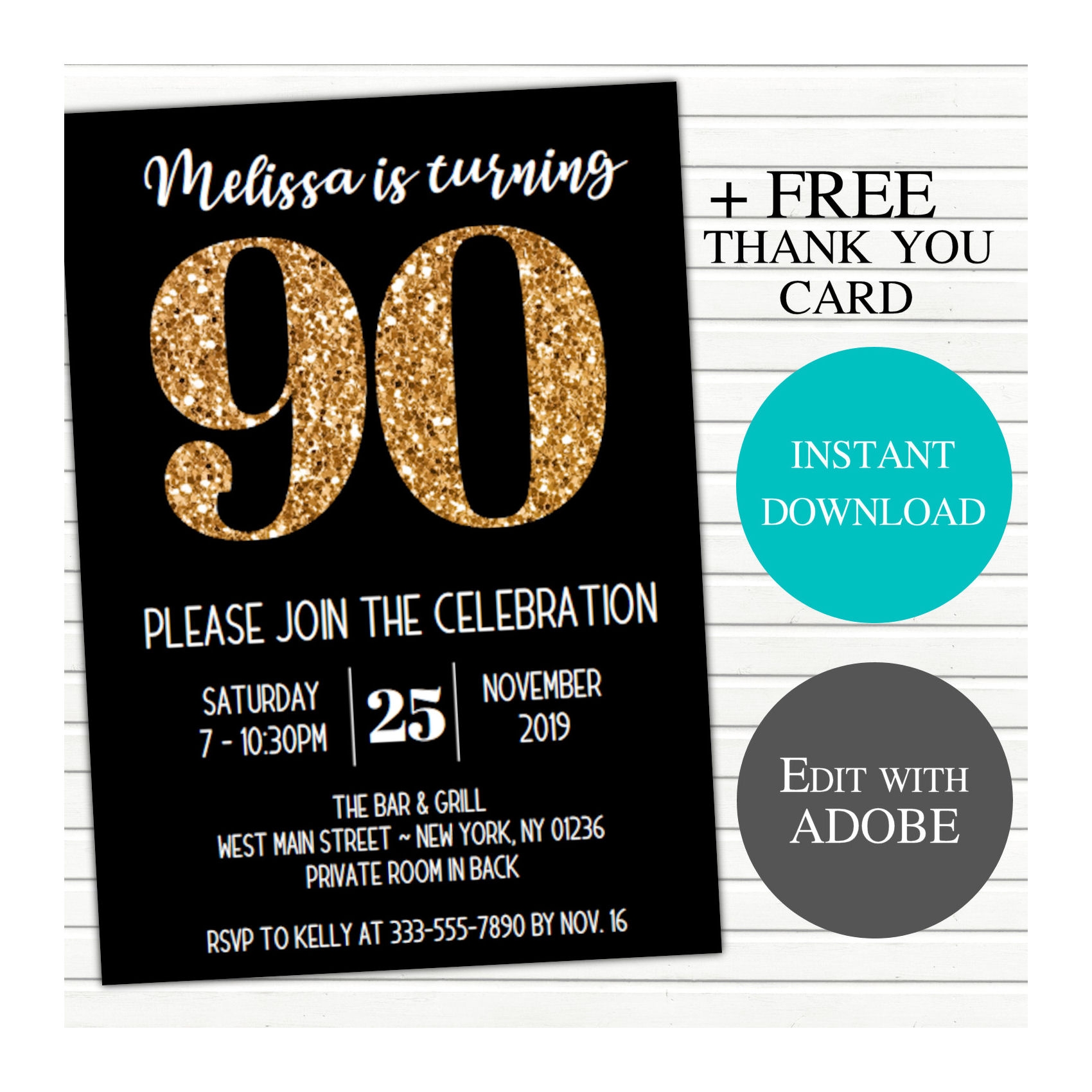 90Th Birthday Invitations Templates Free