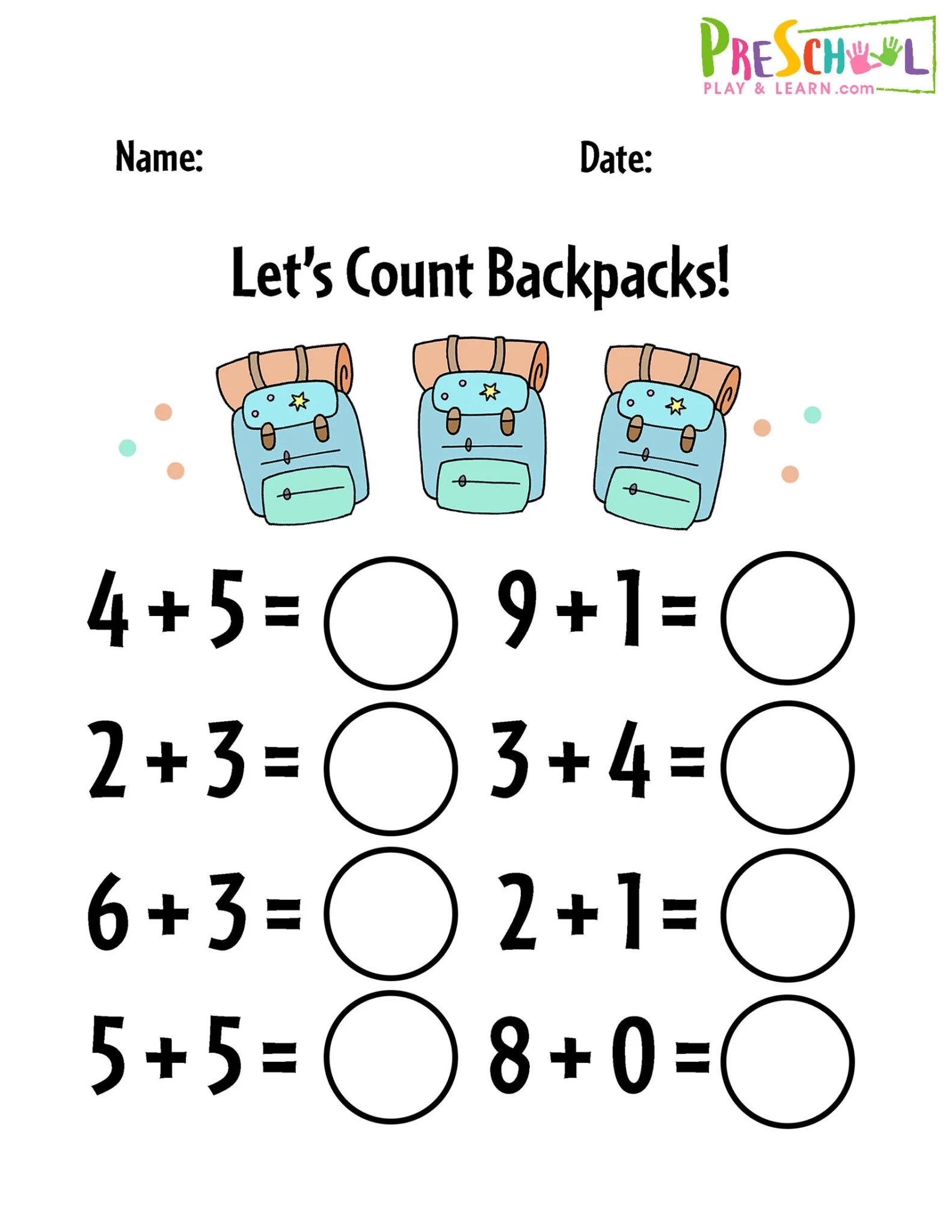 Addition 1 5 Worksheets For Kindergarten AdditionWorksheets
