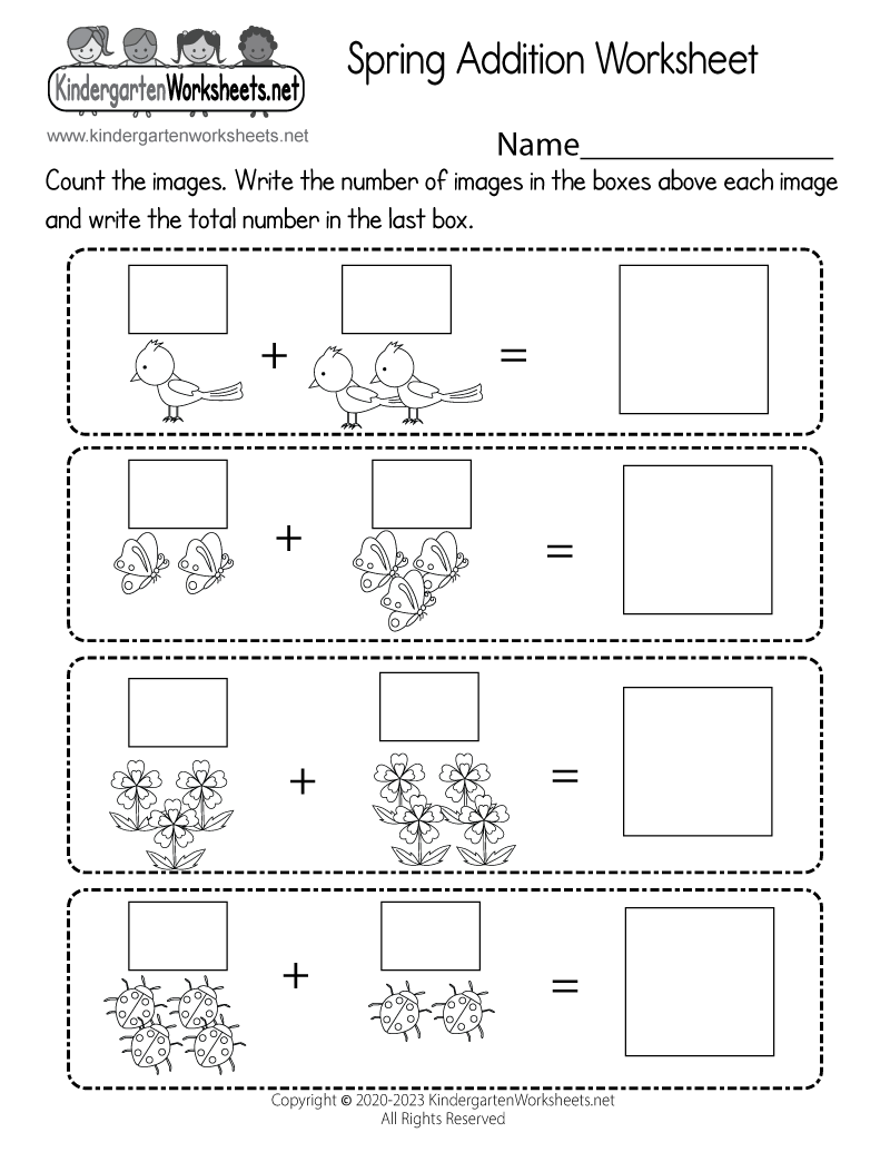 addition worksheets kindergarten