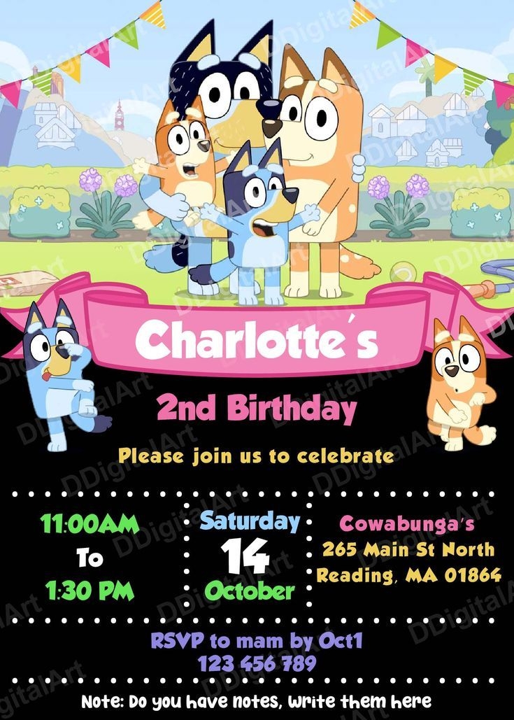 Bluey Birthday Invitation Template Printable Word Searches