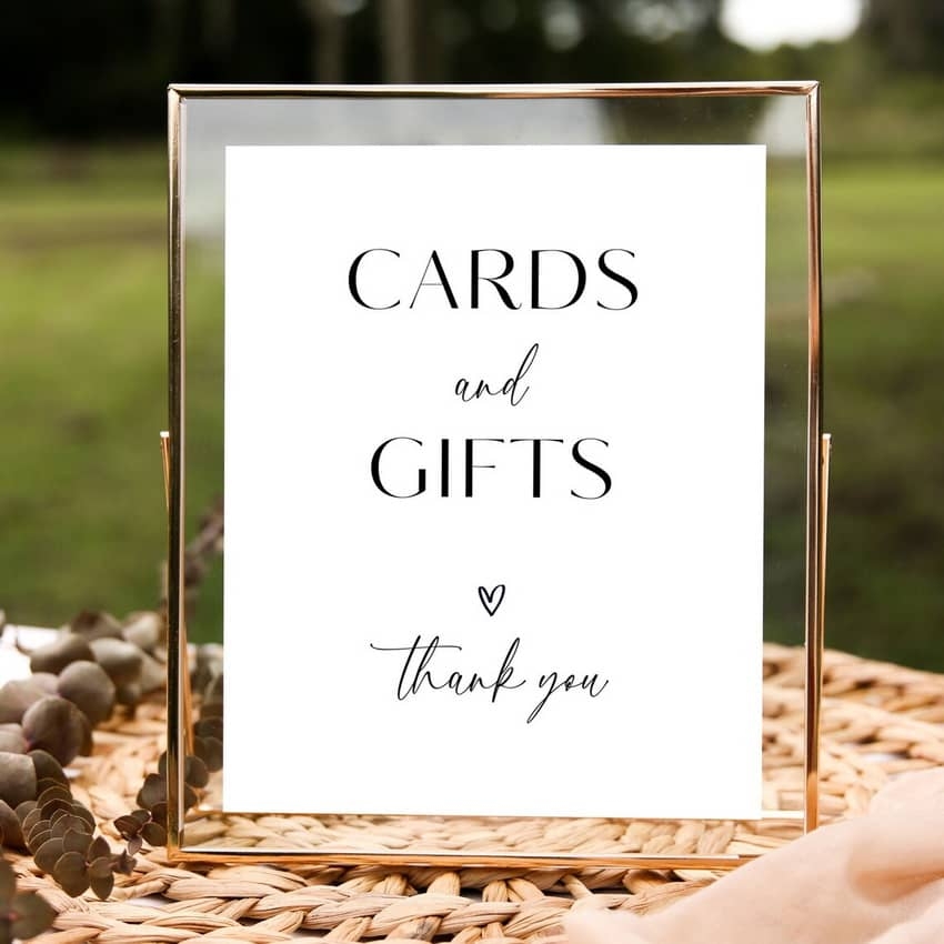 Card And Gifts Sign In 24 Sizes Wedding Reception DIY Sign Cards 