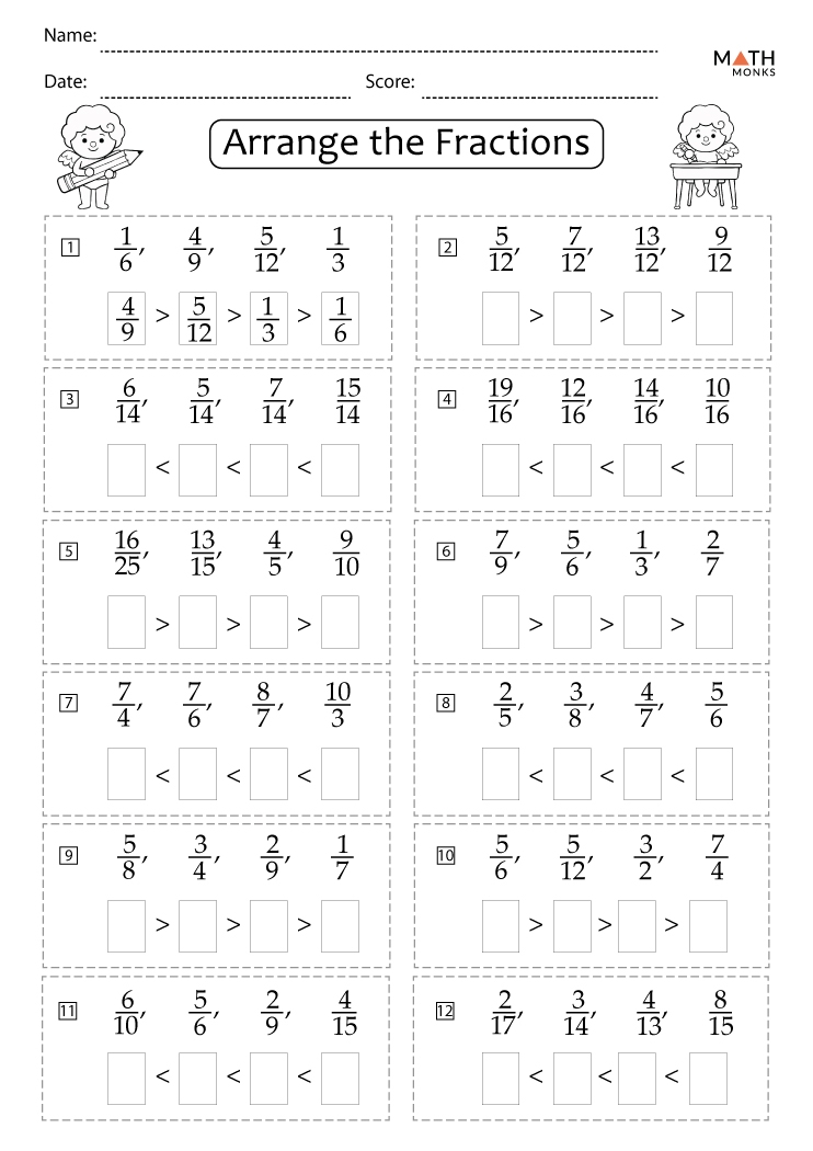 Comparing And Ordering Fractions FreeEducationalResources 
