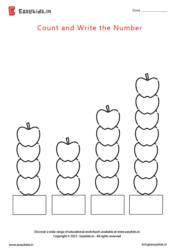 counting worksheet for nursery