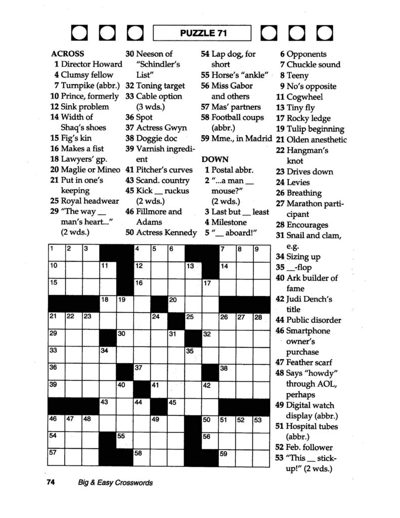 june crossword puzzle printable