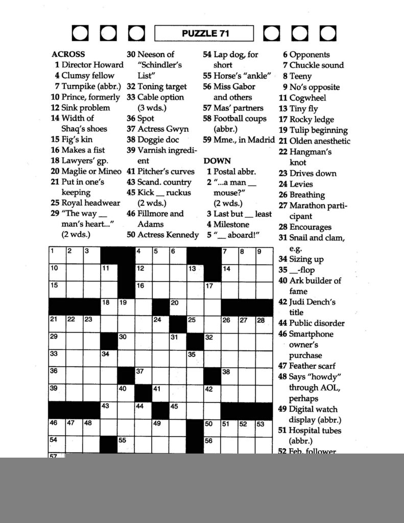 Easy Printable Crossword Puzzle Printable Thomas Joseph Crossword Hot 