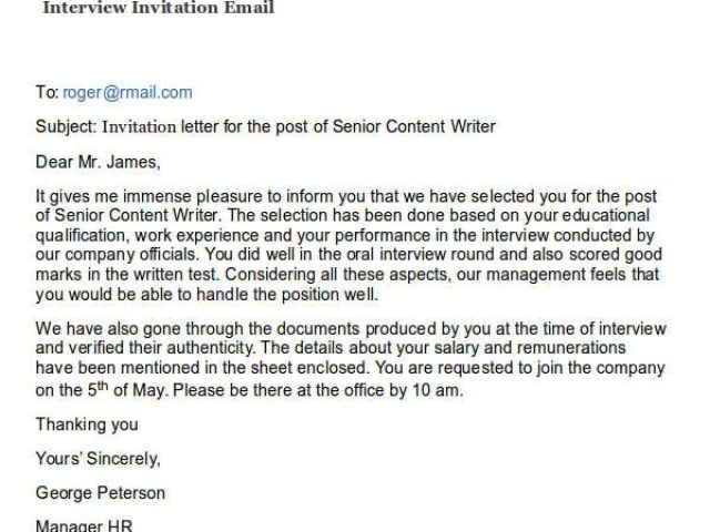 interview invite email template