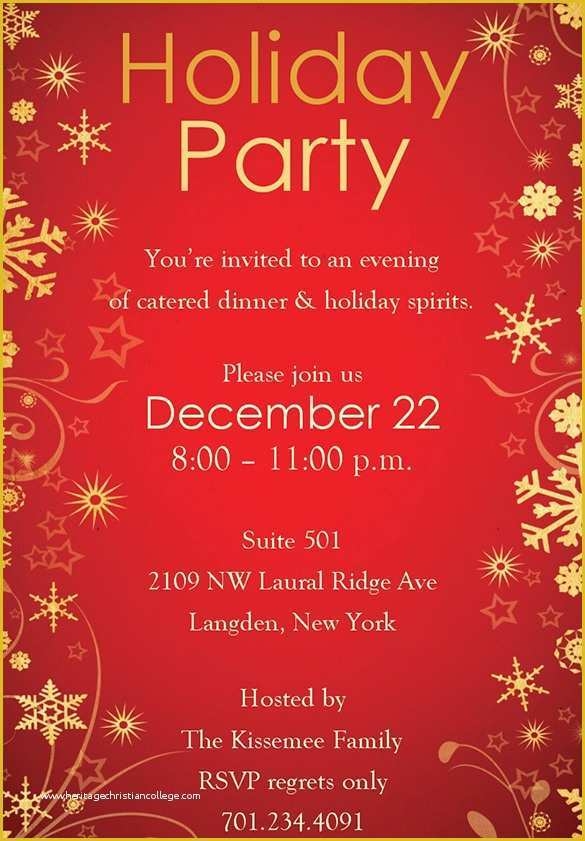 Free Christmas Invitation Templates Word Of Holiday Invitation Template 