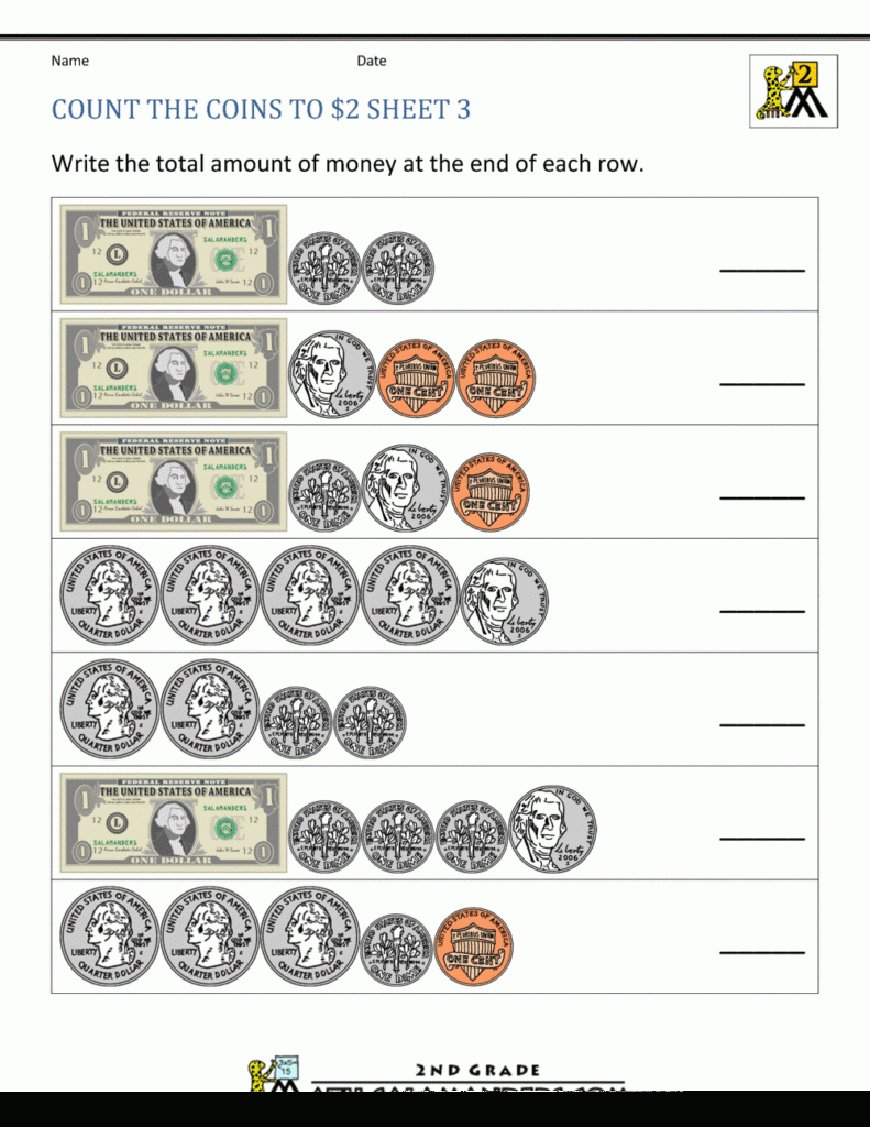 Free Coin Counting Worksheets For Second Grade CountingWorksheets