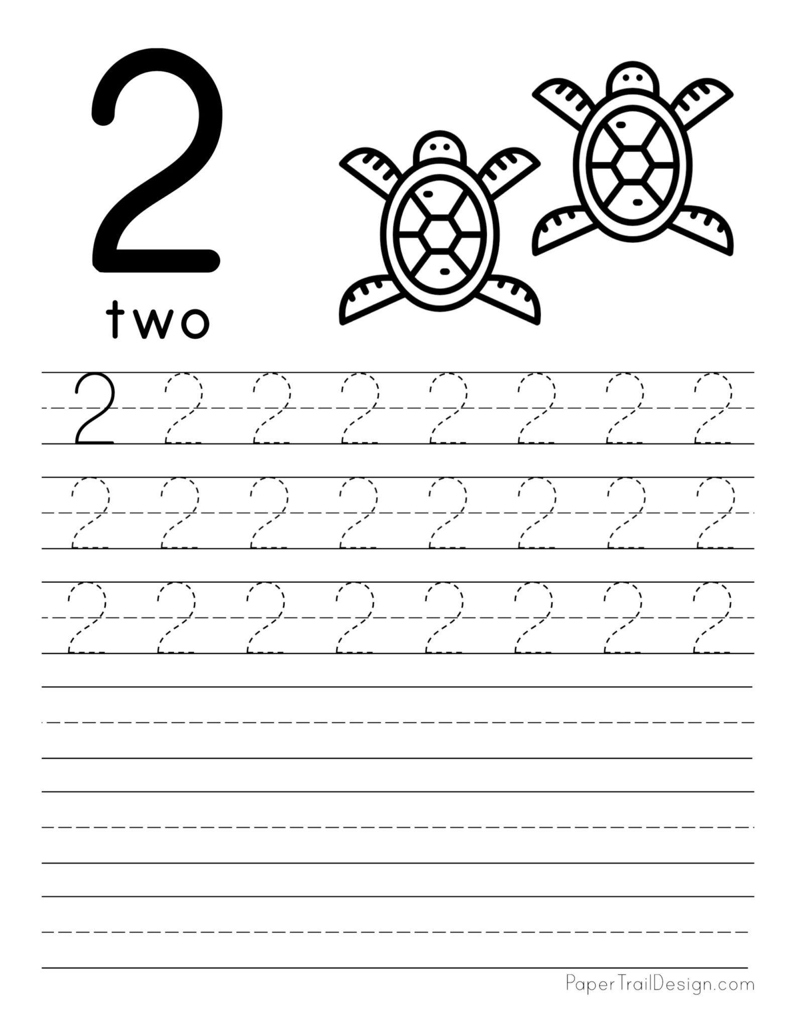 number 2 practice worksheets