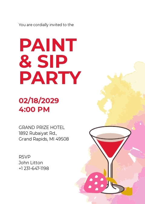 free paint party invitation template