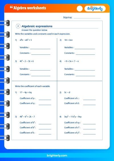 Free Printable 6th Grade Algebra Worksheets PDFs Brighterly