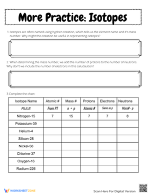 Free Printable Isotope Practice Worksheets For Students