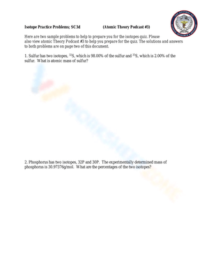 Free Printable Isotope Practice Worksheets For Students