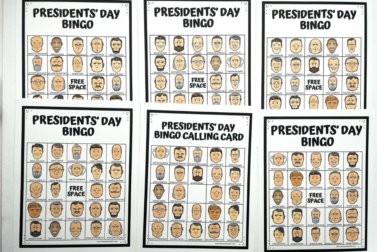 free printable presidents day bingo cards