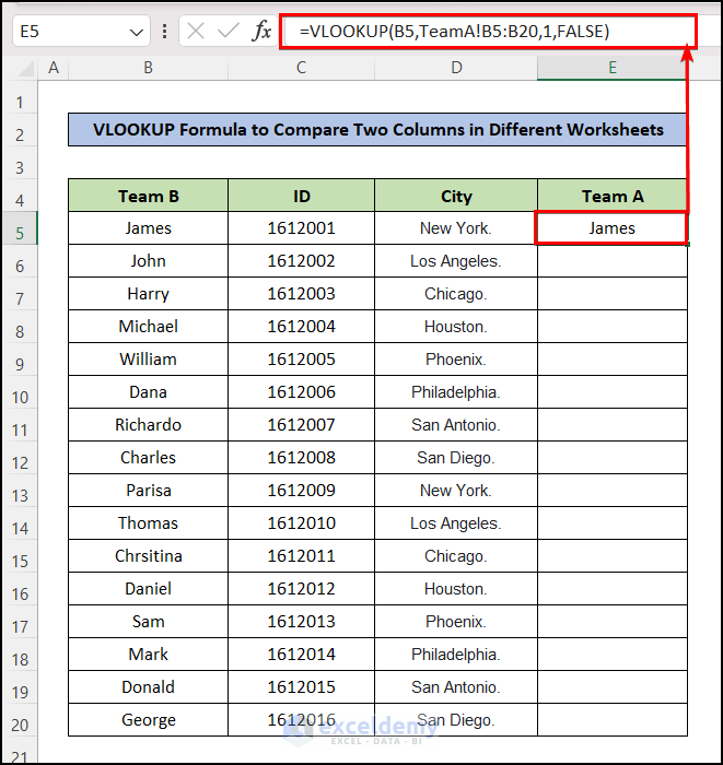 excel vlookup different worksheet