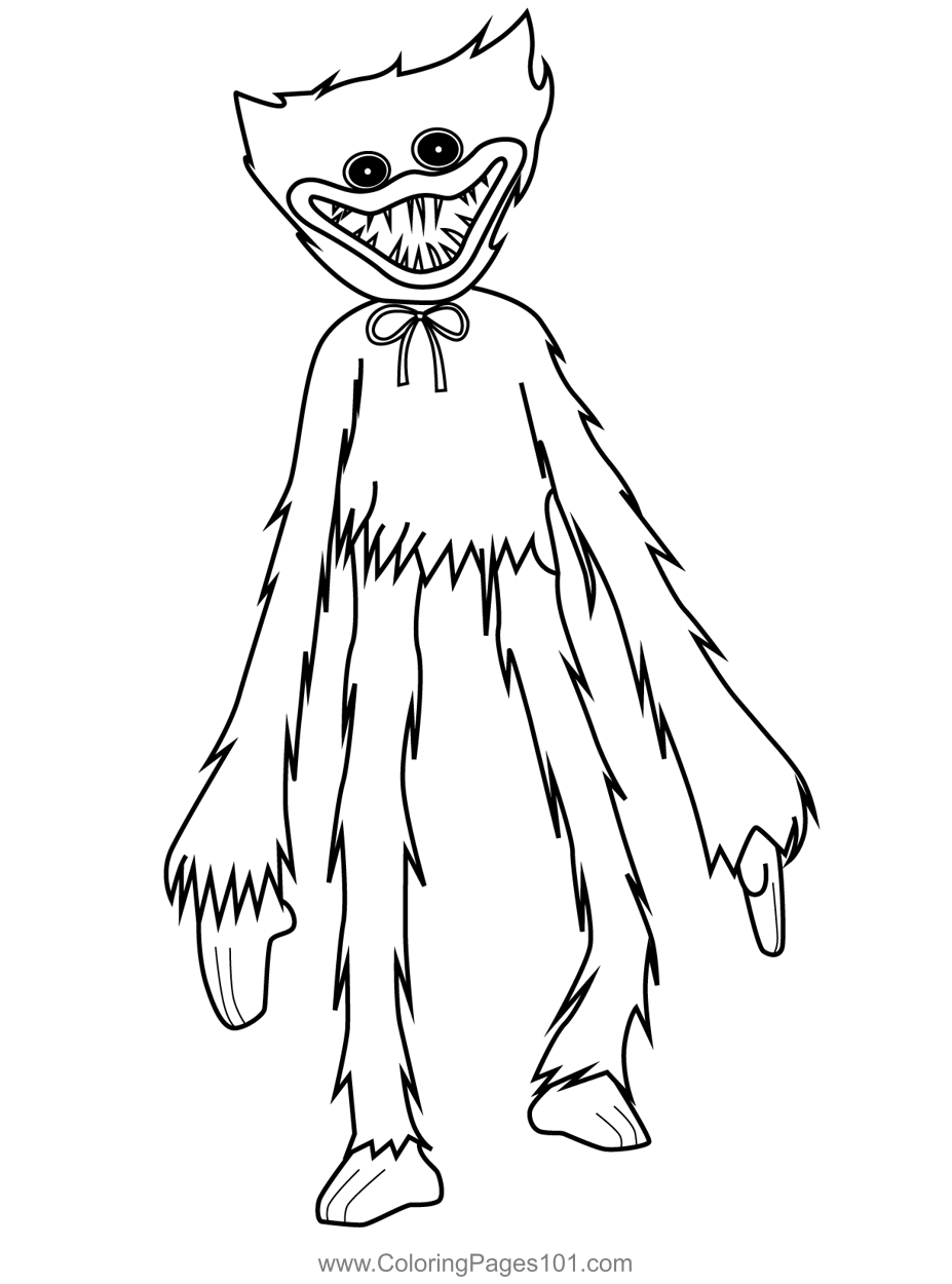 Huggy Wuggy Walking Coloring Page For Kids Free Huggy Wuggy Printable 