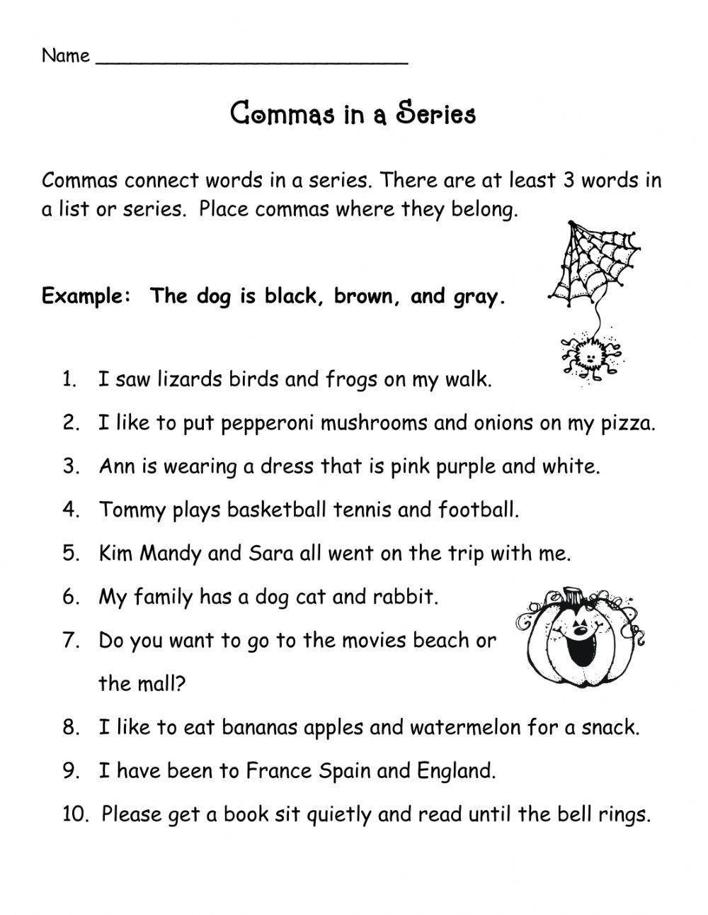Mastering Commas Printable Worksheets For Effective Punctuation Practice