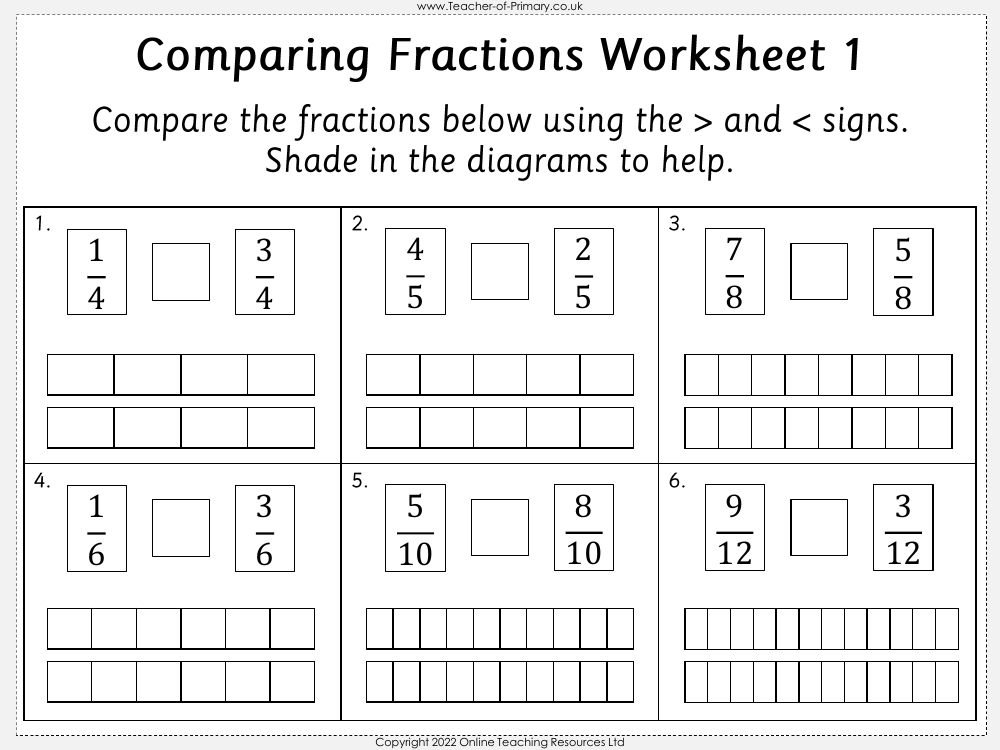 Ordering Fractions Worksheets Worksheets Library