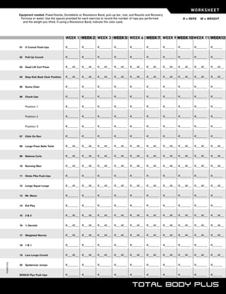 P90x Tracking Sheet Physical Exercise Human Anatomy P90x 