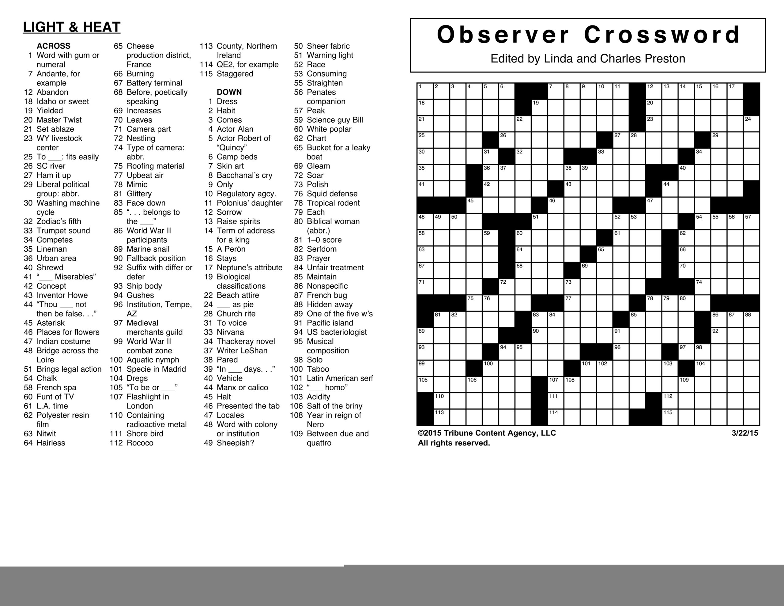 Printable Crossword Puzzles Chicago Tribune Printable Crossword Puzzles