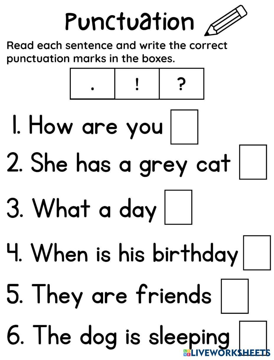 punctuation worksheet