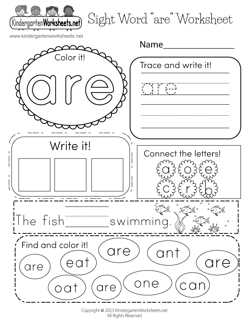 Sight Word quot are quot Worksheet Free Printable Digital PDF