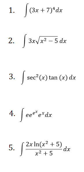 Solved Tice Worksheet On U Substitution The Integral 1 Chegg 