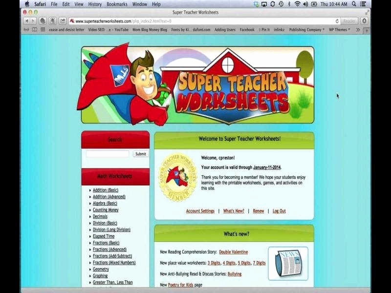 super teacher worksheets login
