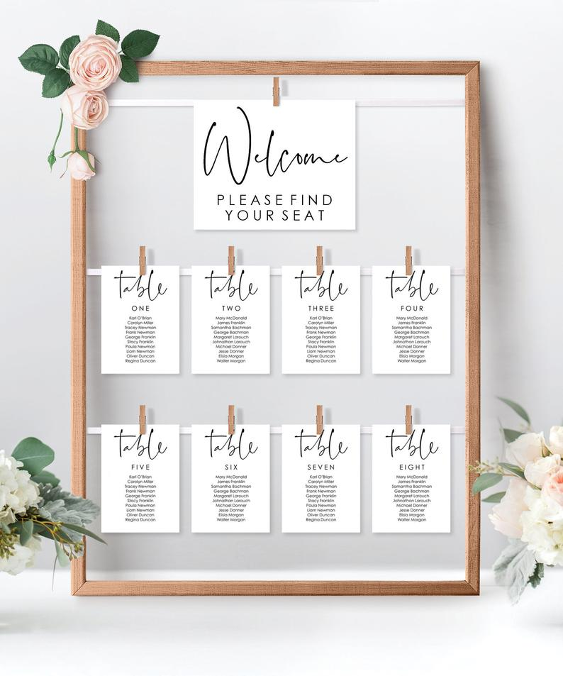Wedding Seating Cards Printable