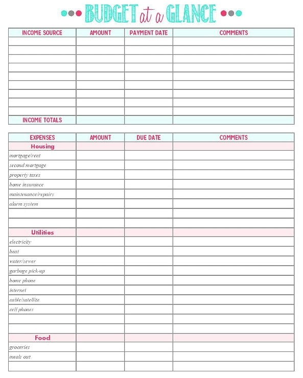10 Free Printable Budget Worksheets Worksheets Library