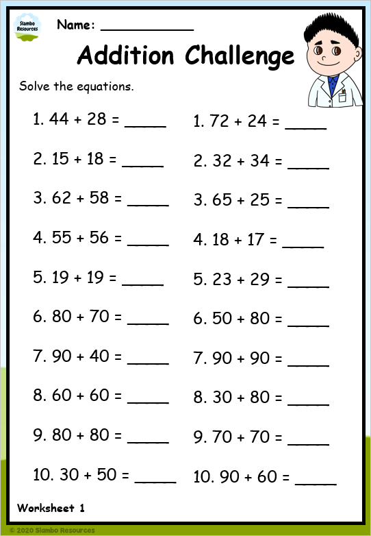 10 Printable Missing Addends Worksheets Numbers 1 20 For Etsy 