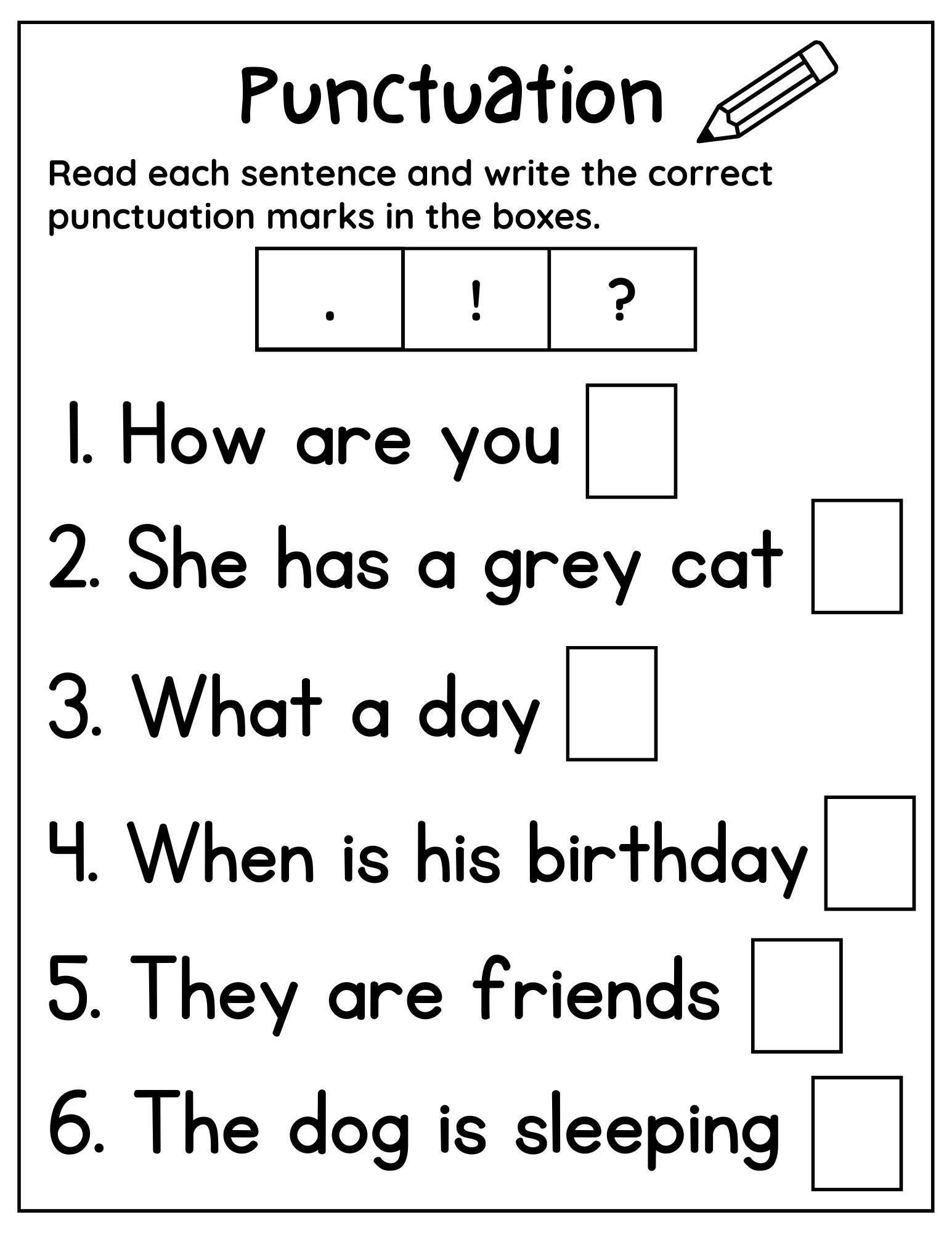 10 Printable Punctuation Worksheets Punctuation Practice Worksheets For 