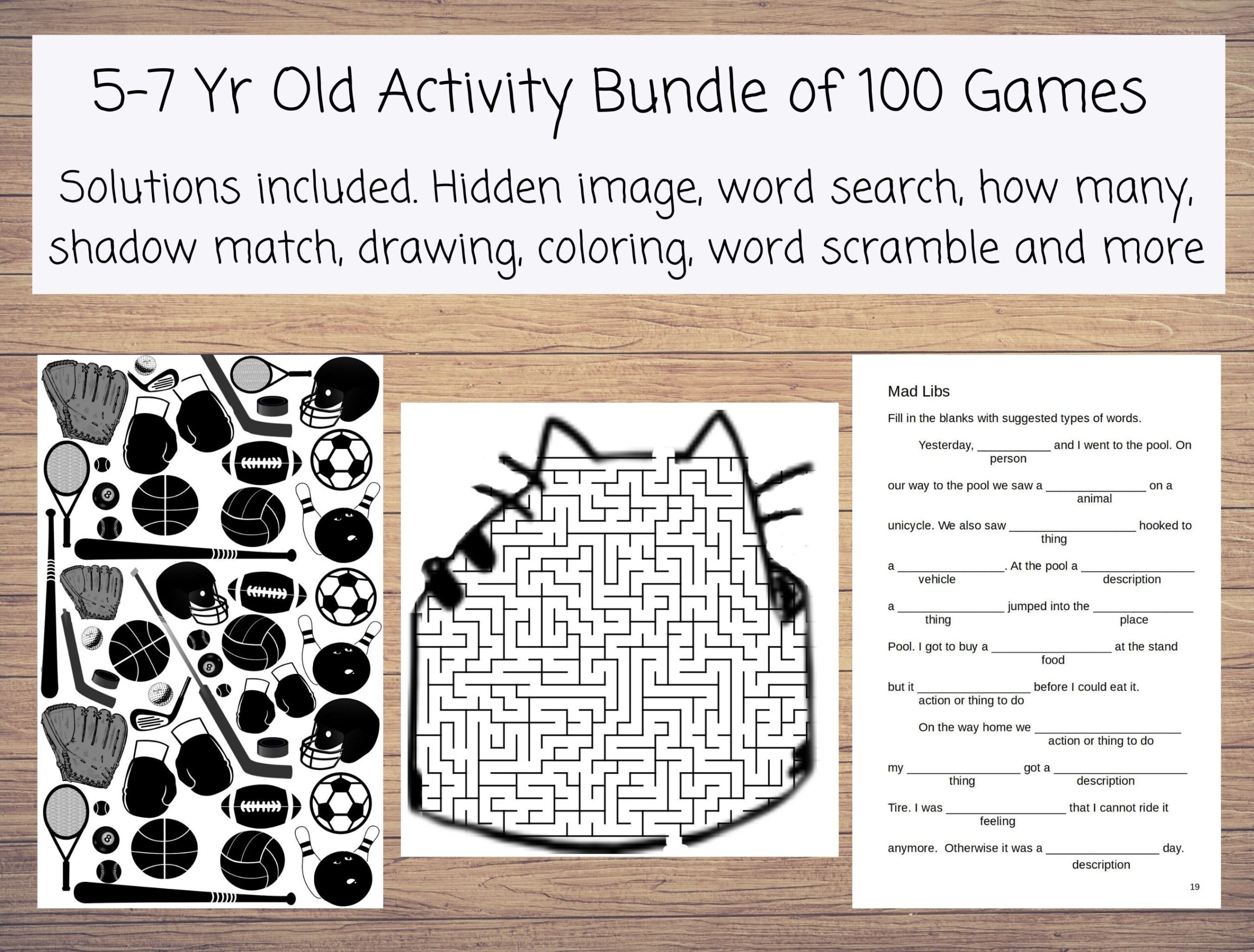 100 Printable Activities Kids Age 5 7 Coloring Hidden Image Math 