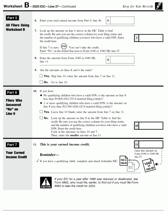 1040 2023 Internal Revenue Service Worksheets Library