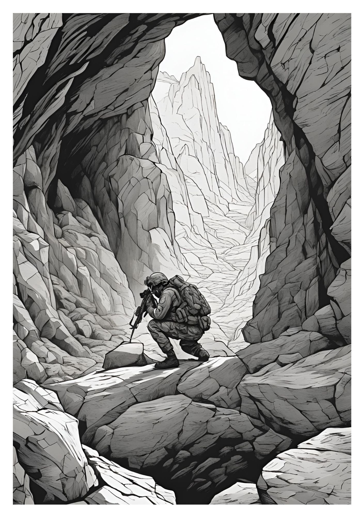 12 Soldier Hiding Inside Cave Coloring Page Free PDF Printables
