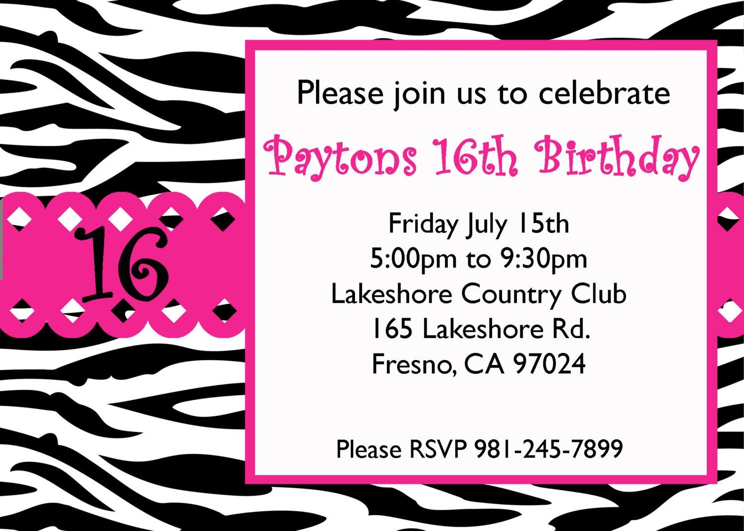 16 Beauteous 16th Birthday Invitation Templates Free Wallpaper