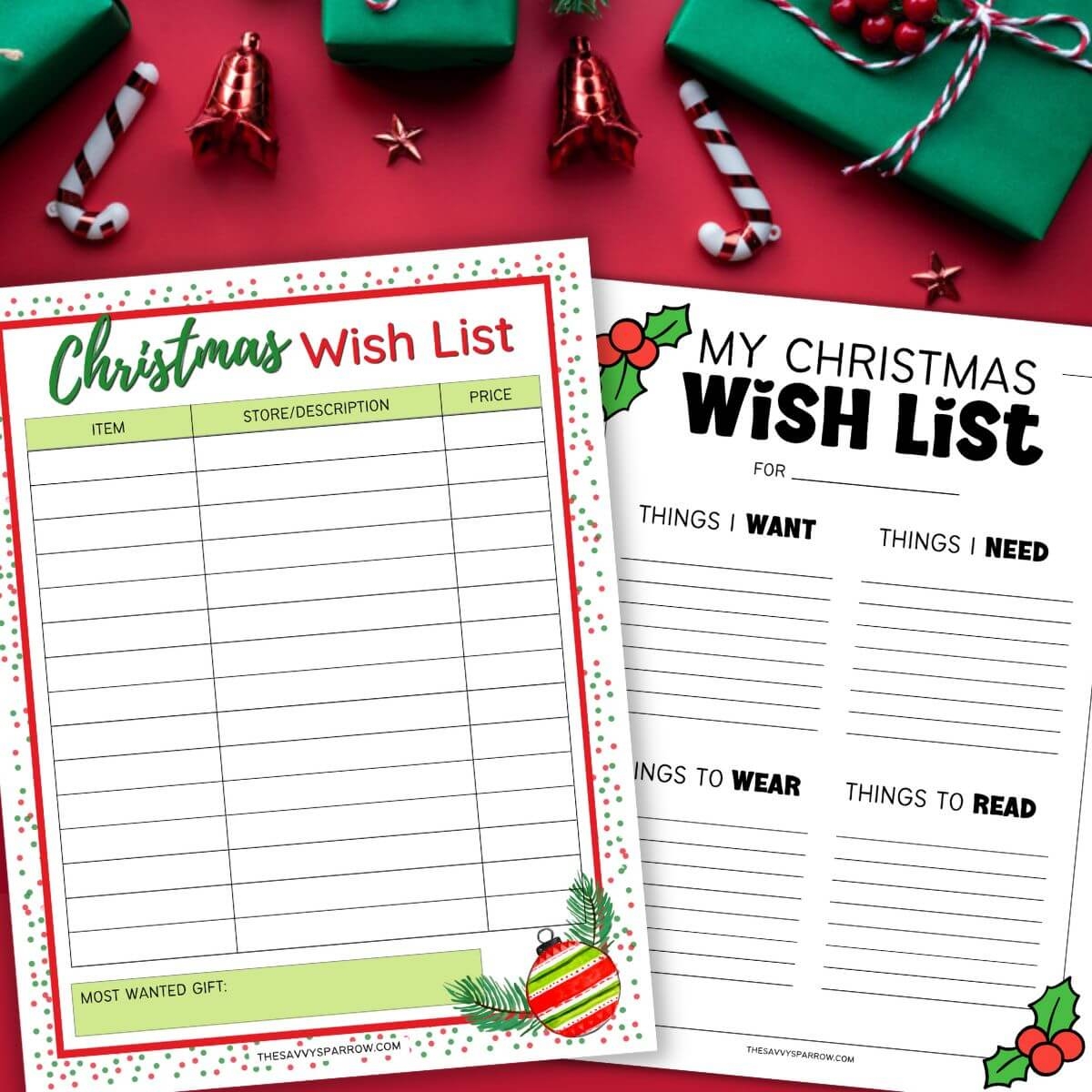 free printable christmas list template