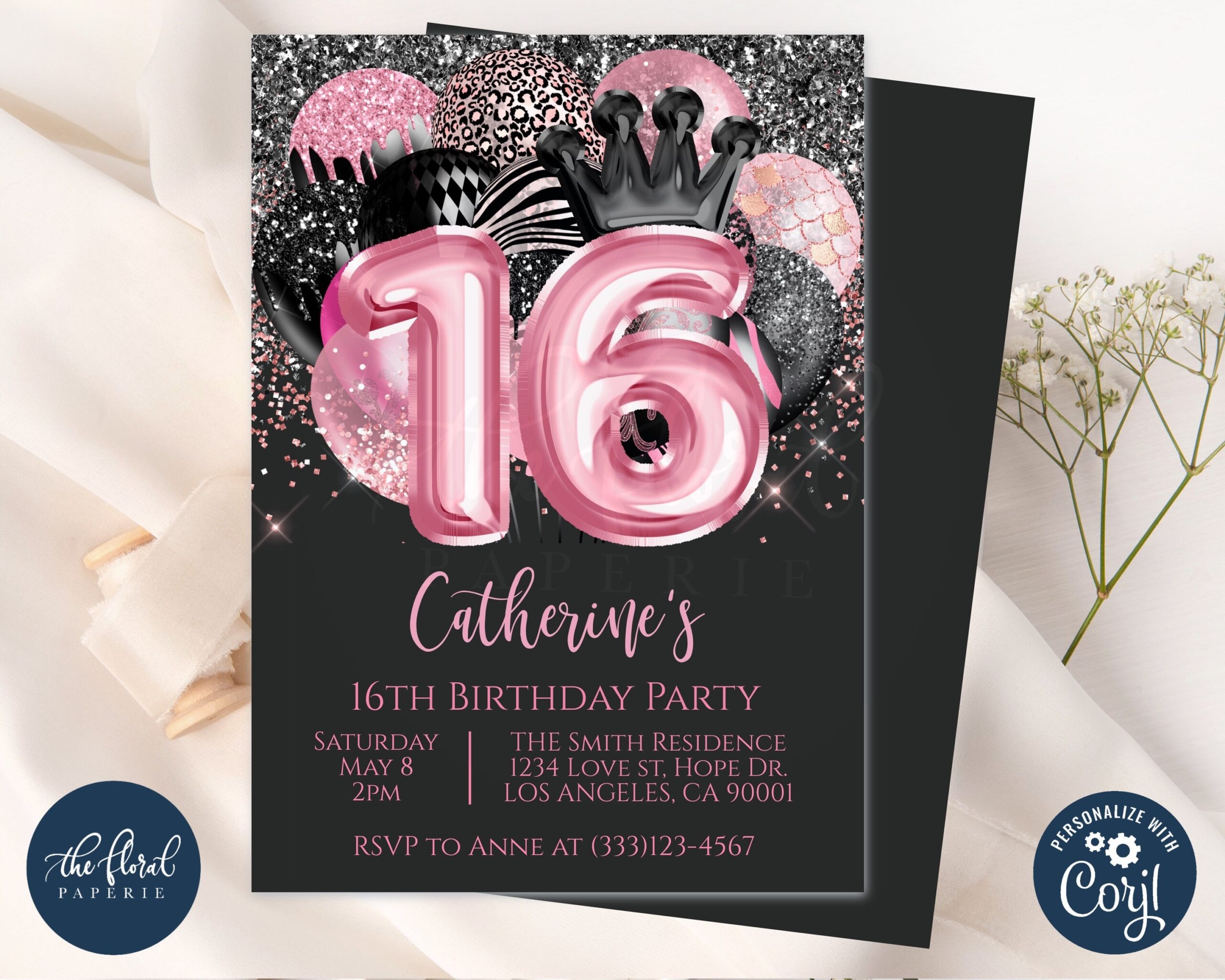 16th birthday invitation templates free