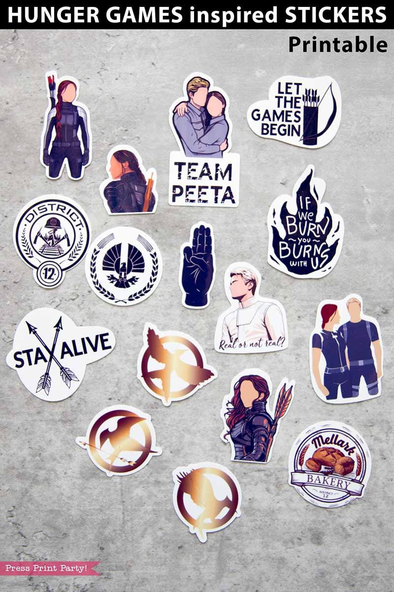 17 Hunger Games Inspired Stickers Printable Set Press Print Party 