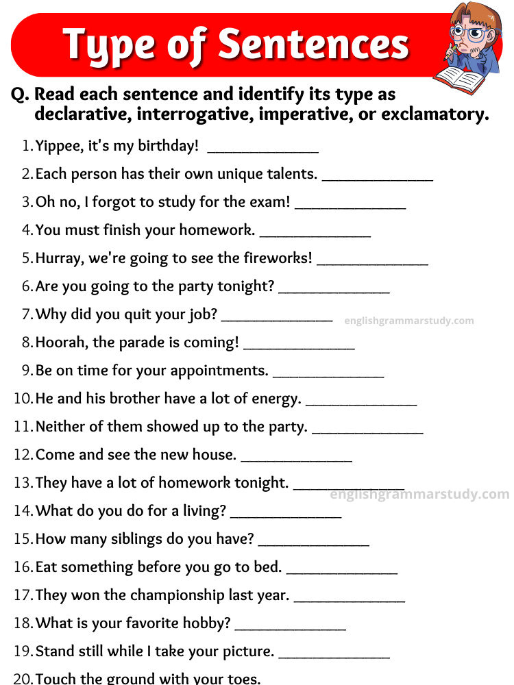 18 Types Of Sentences English ESL Worksheets Pdf Doc Worksheets Library