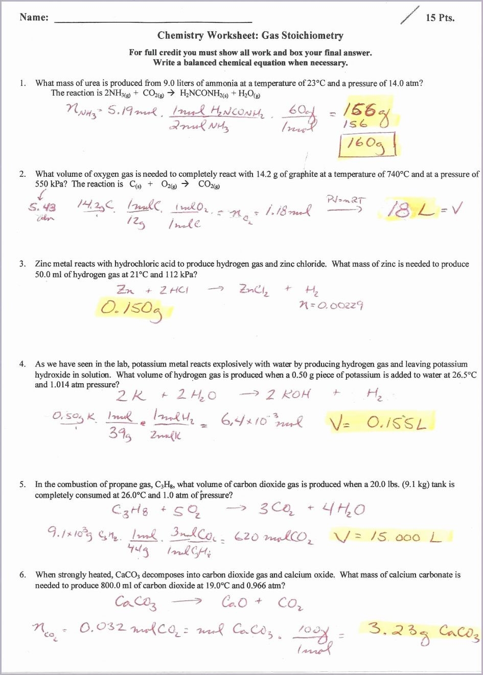20 Ideal Gas Law Worksheet Worksheets Decoomo