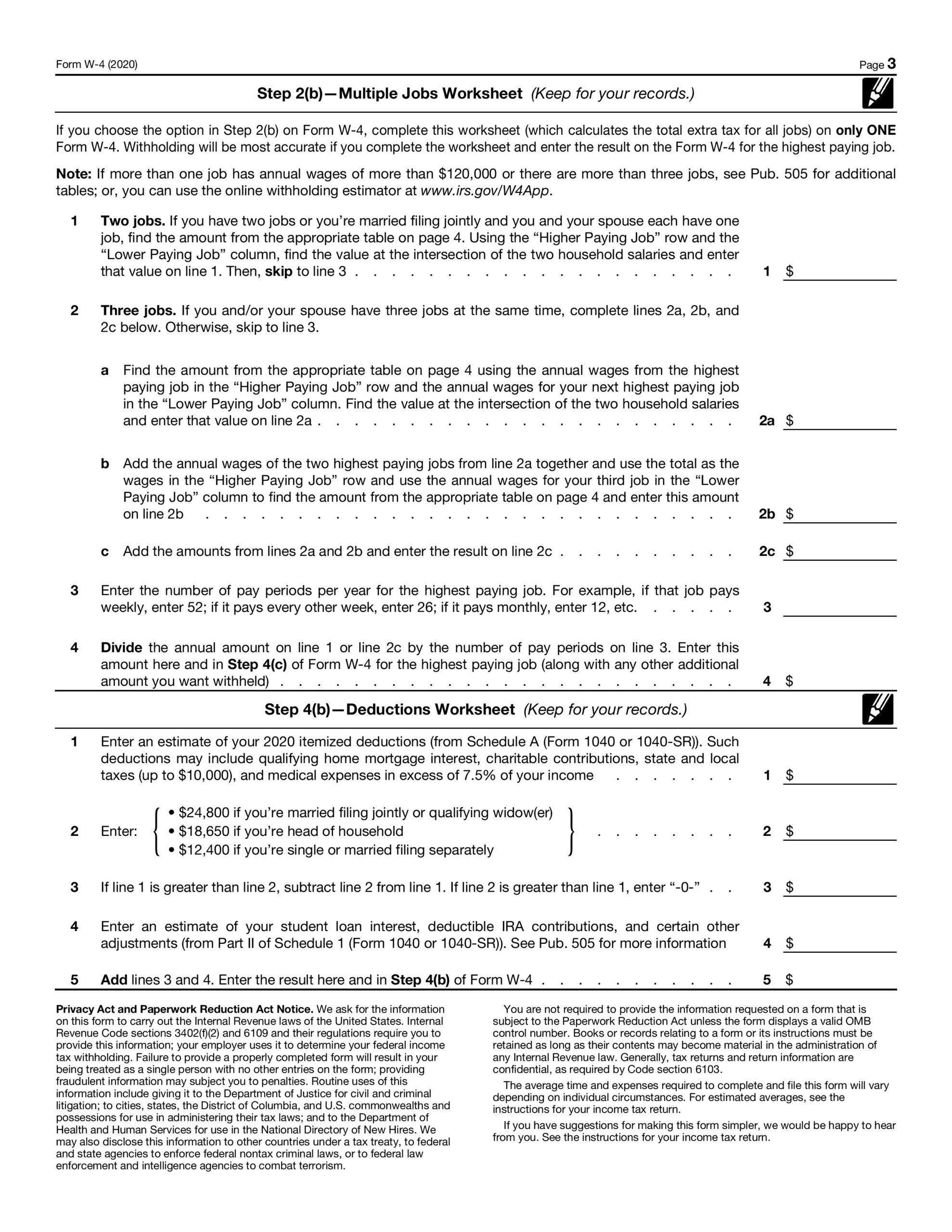 20 W4 Deductions Worksheet Worksheets Decoomo