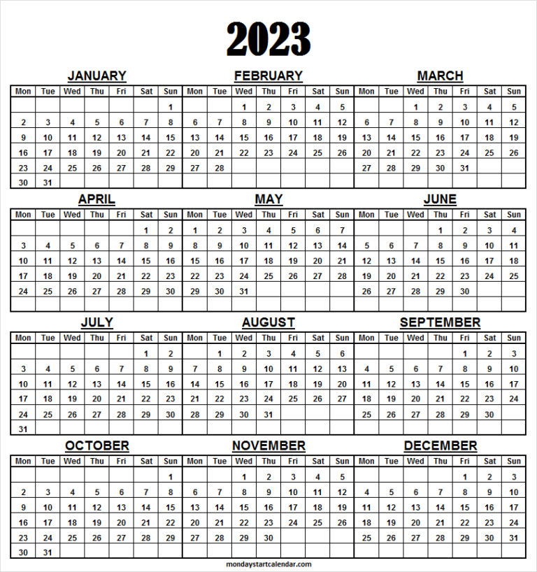 2023 Free Printable Calendar FREE Printable Online