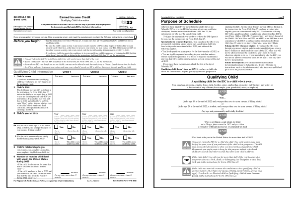 2023 Schedule EIC Form And Instructions Form 1040 Worksheets Library