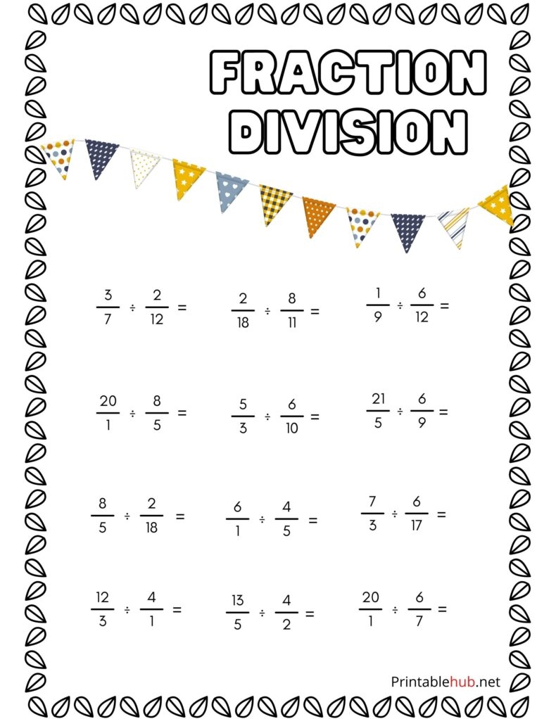 fraction division worksheet
