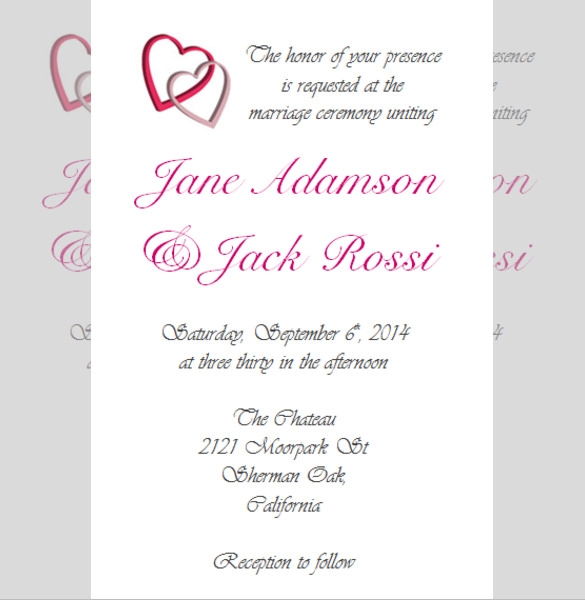 28 Wedding Reception Invitation Templates Free Sample Example