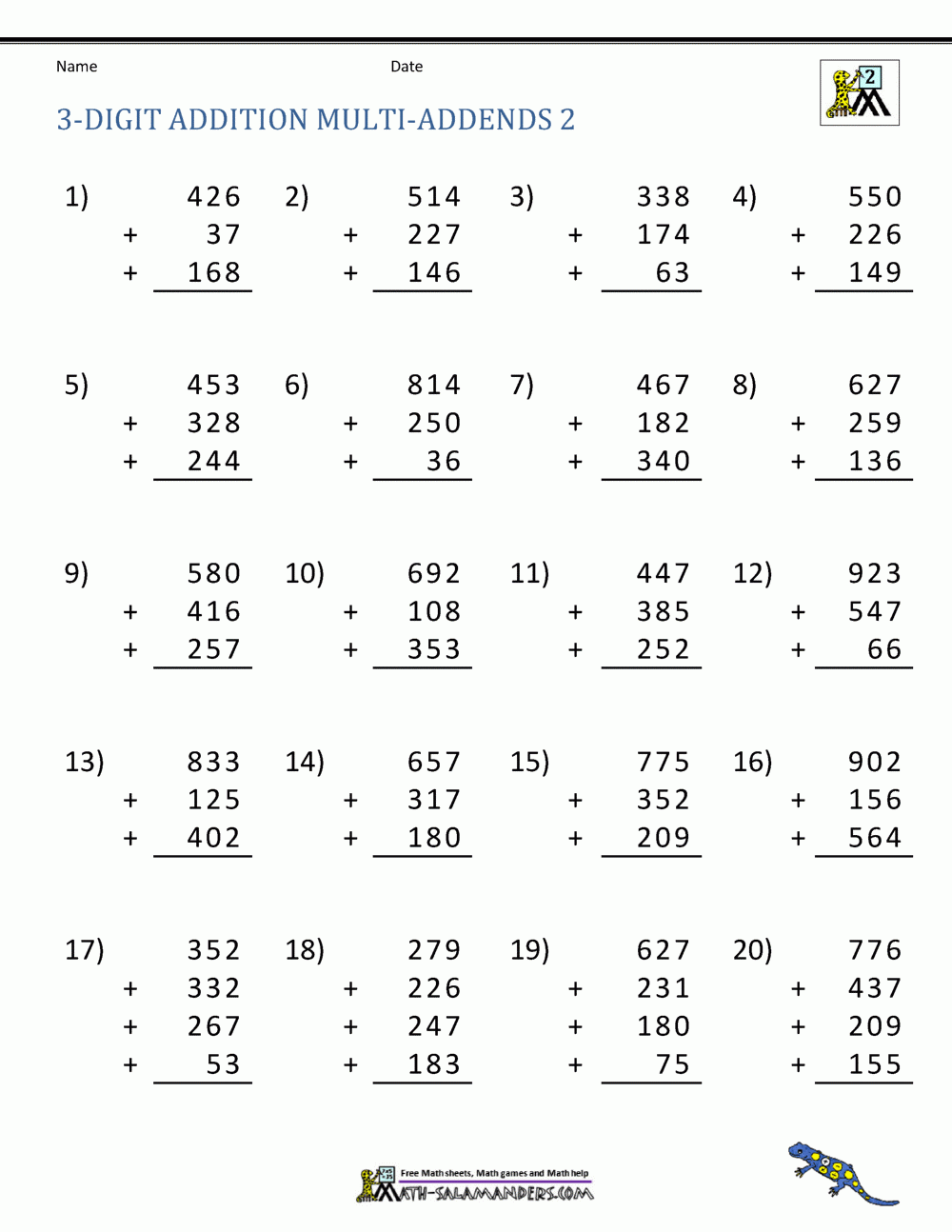 one digit addition worksheets